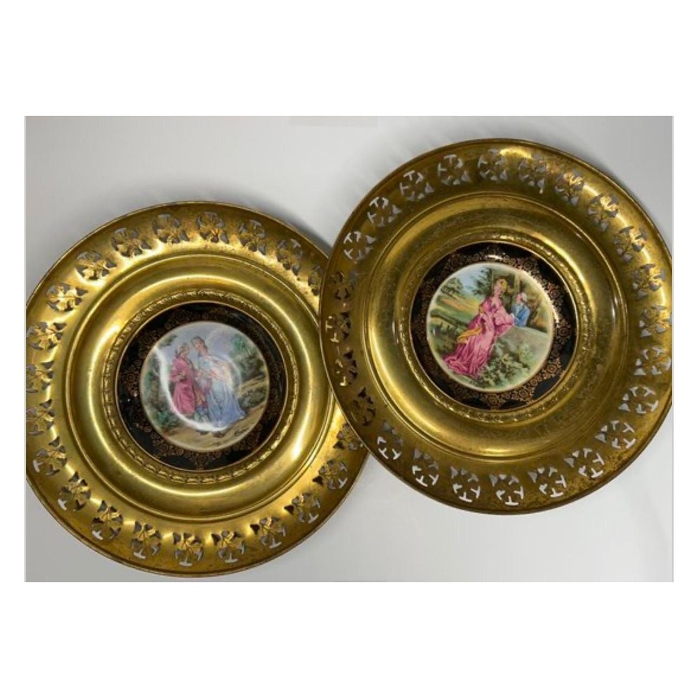 Regency Bone China decorative plates with brass frames